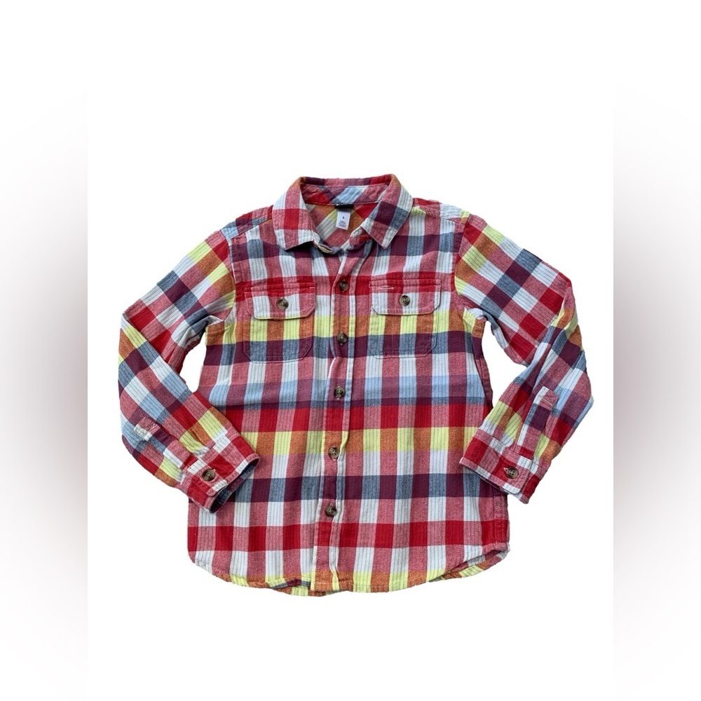 Tea Collection Size 5 Plaid Flannel Button Up Shirt